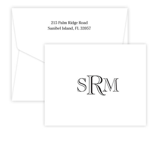 Richmond Monogram Folded Note Cards - Raised Ink
